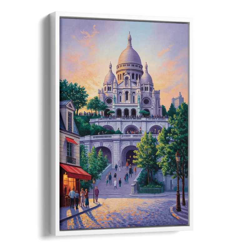 Sacré-Cœur Sunrise Side - White Canvas Wall Art