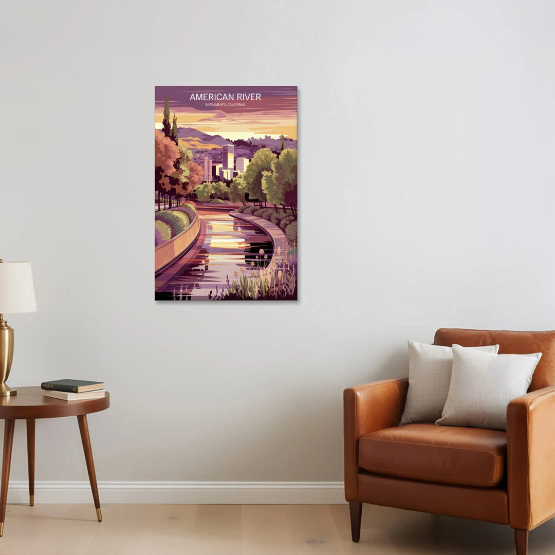 Sacramento American River Scene - Canvas Wall Art - Sofa - 24x36
