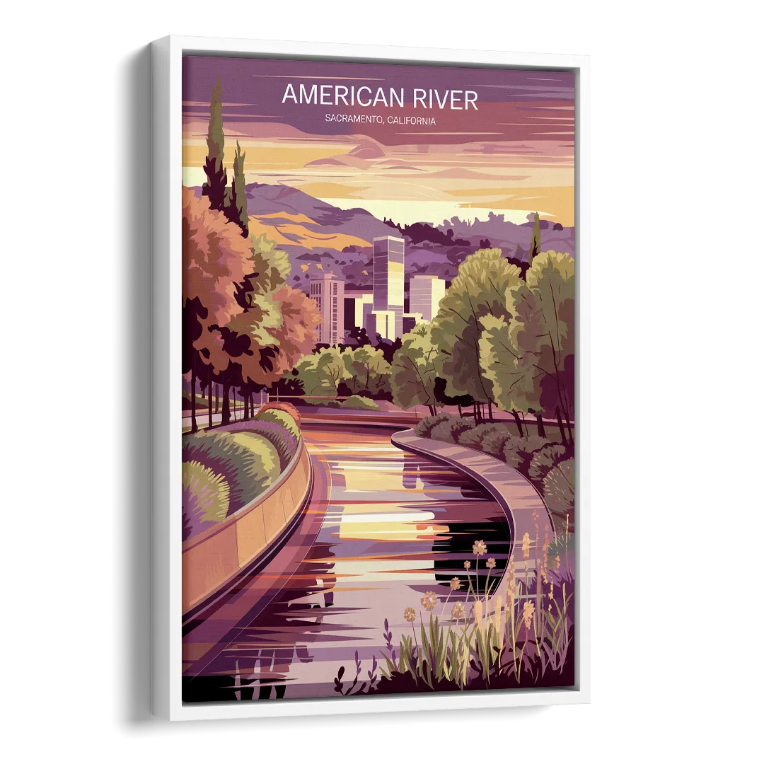 Sacramento American River Scene Side - White Canvas Wall Art