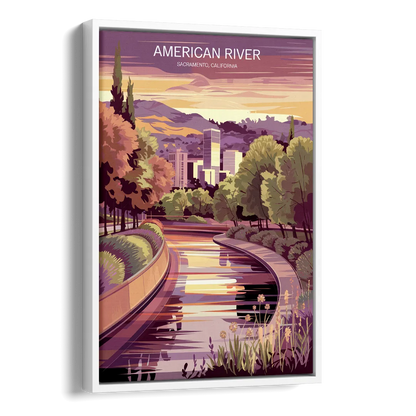 Sacramento American River Scene Side - White Canvas Wall Art
