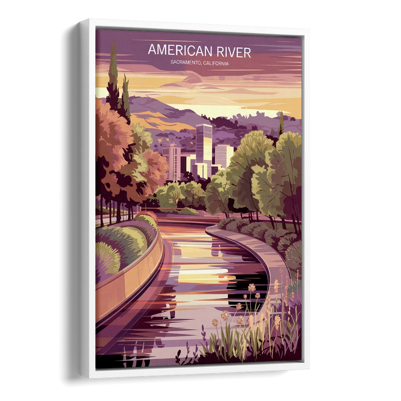 Sacramento American River Scene Side - White Canvas Wall Art