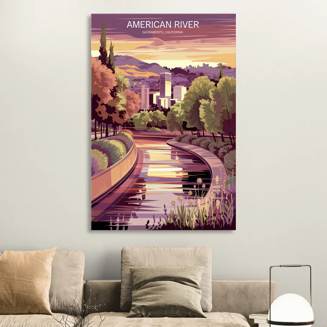 Sacramento American River Scene Living Room - Canvas Wall Art