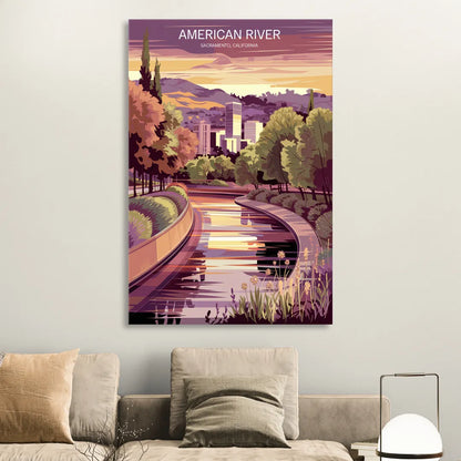 Sacramento American River Scene Living Room - Canvas Wall Art