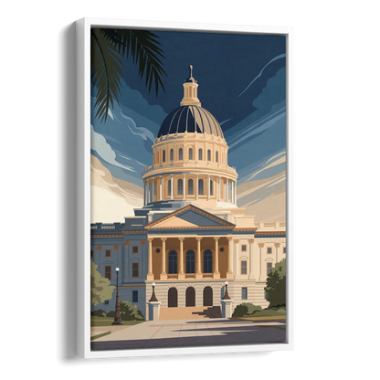 Sacramento Capitol Building Side - White Canvas Wall Art