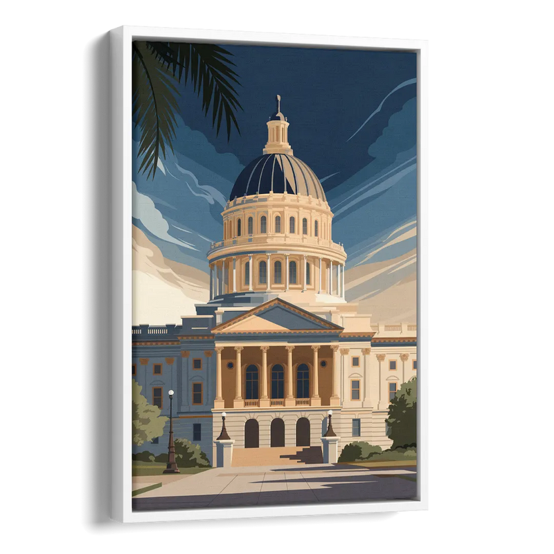 Sacramento Capitol Building Side - White Canvas Wall Art