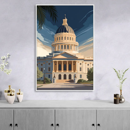 Sacramento Capitol Building Sitting Room - White Canvas Wall Art