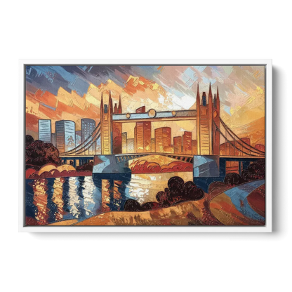 Sacramento Golden Hour Skyline Front - White Canvas Wall Art