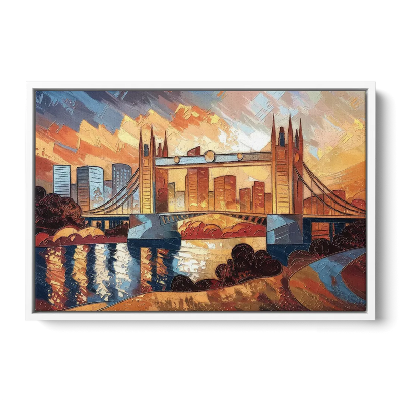 Sacramento Golden Hour Skyline Front - White Canvas Wall Art