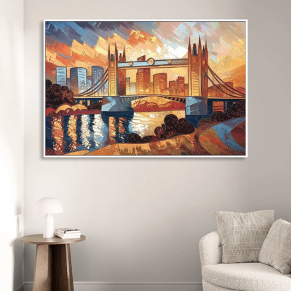 Sacramento Golden Hour Skyline Living Room - White Canvas Wall Art