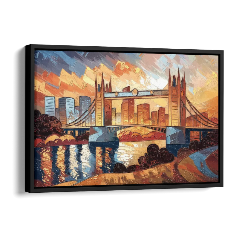 Sacramento Golden Hour Skyline Side - Black Canvas Wall Art