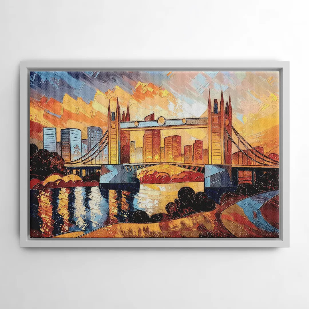 Sacramento Golden Hour Skyline - White Frame Canvas
