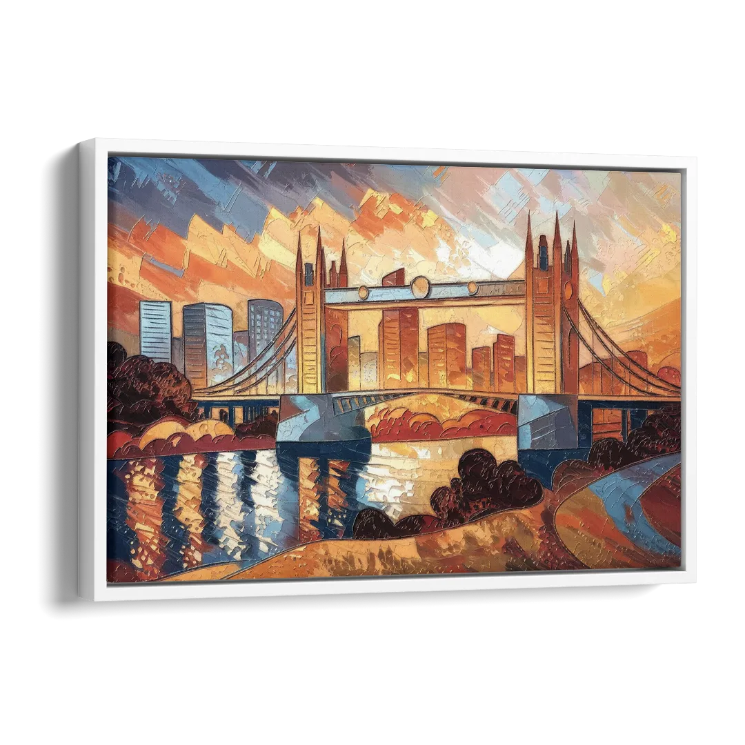Sacramento Golden Hour Skyline Side - White Canvas Wall Art