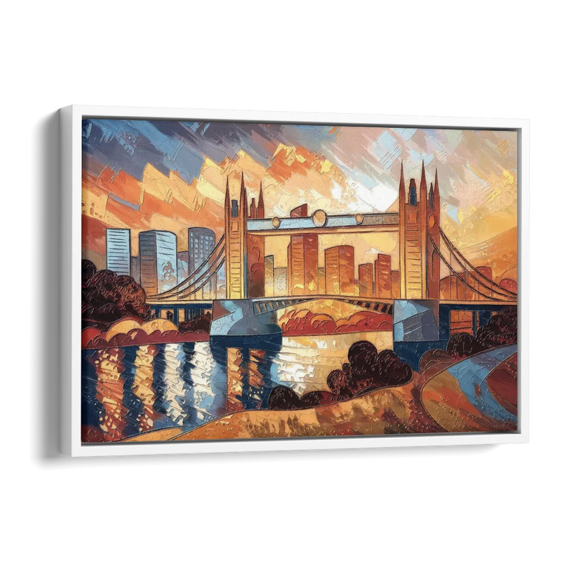 Sacramento Golden Hour Skyline Side - White Canvas Wall Art