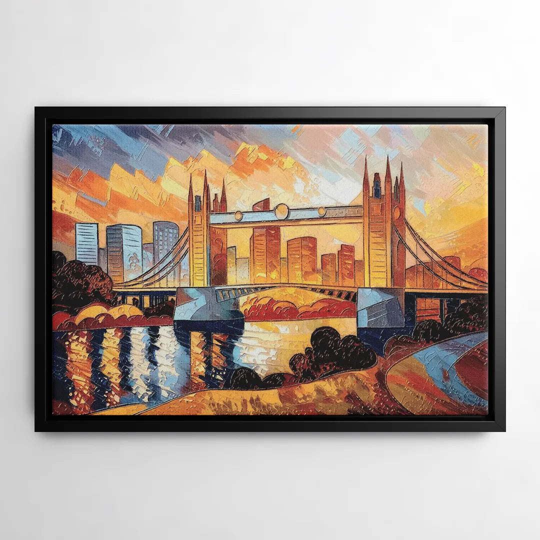 Sacramento Golden Hour Skyline - Black Frame Canvas