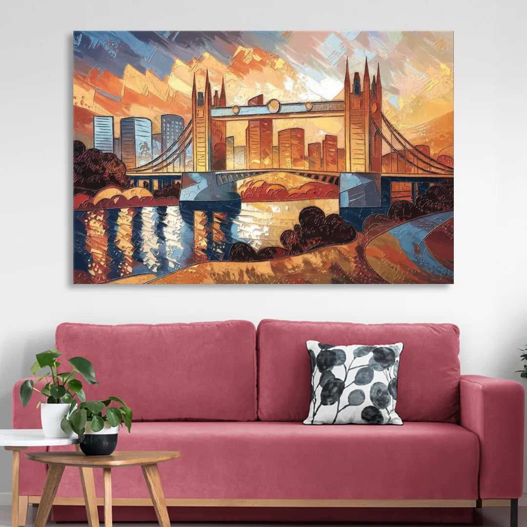 Sacramento Golden Hour Skyline Sitting Room - Canvas Wall Art