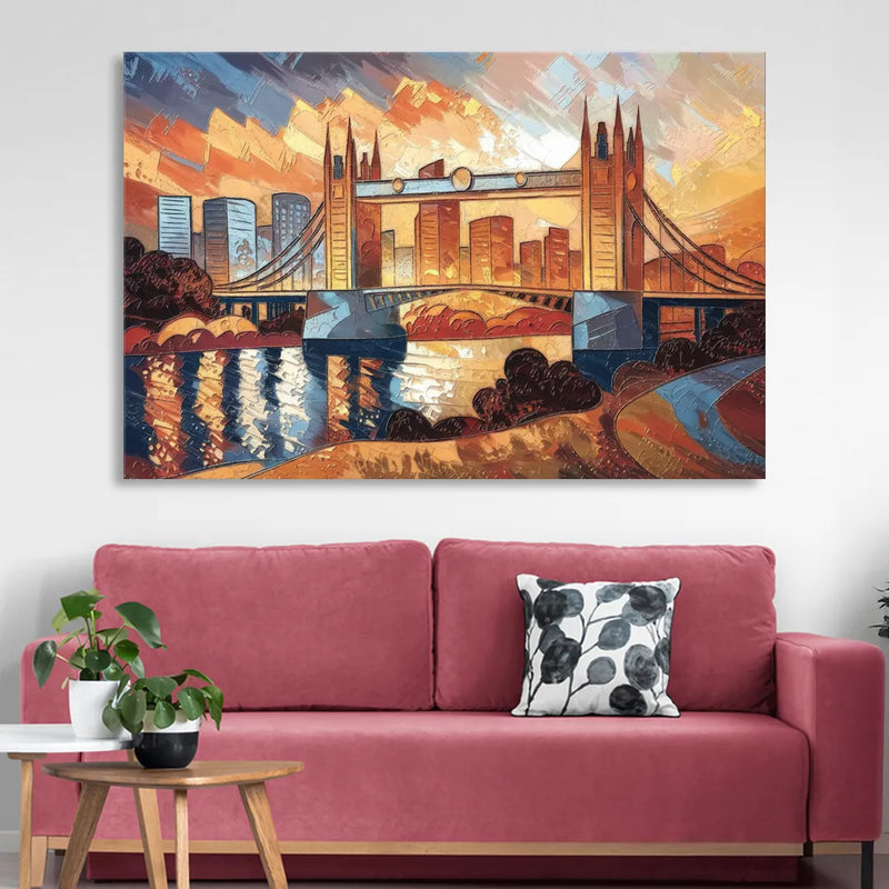 Sacramento Golden Hour Skyline Sitting Room - Canvas Wall Art