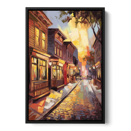 Sacramento Historic Old Town - Black Framed Canvas Wall Art - Front