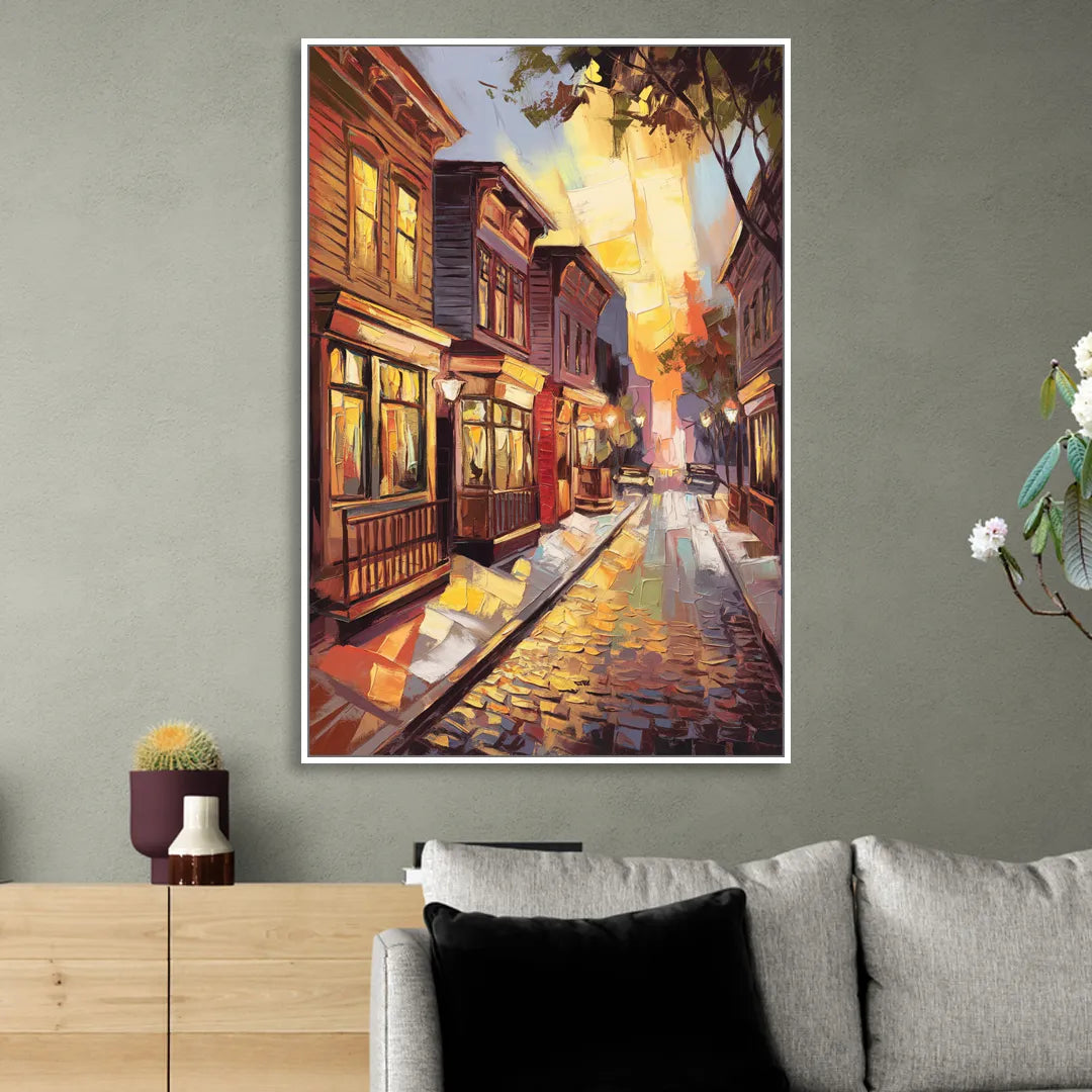 Sacramento Historic Old Town Sitting Room - White Canvas Wall Art