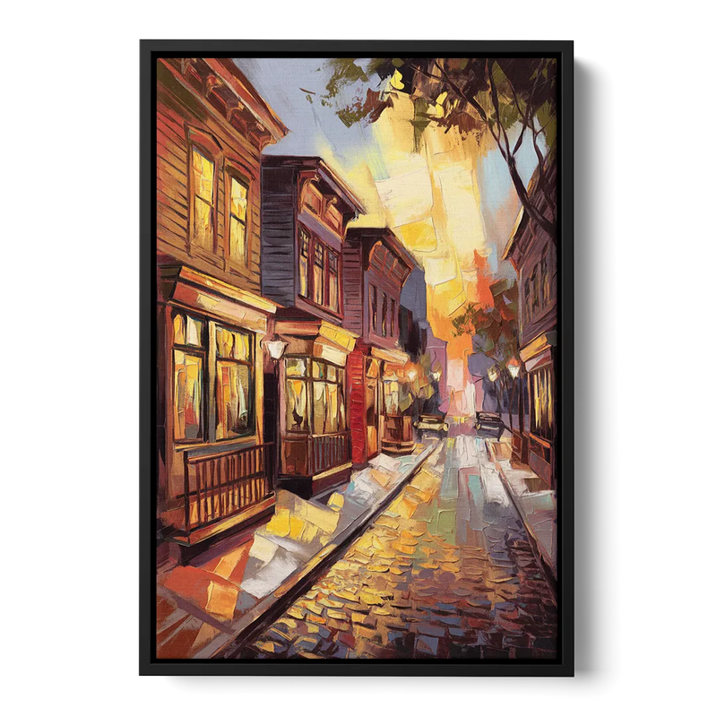 Sacramento Historic Old Town Front - Black Canvas Wall Art