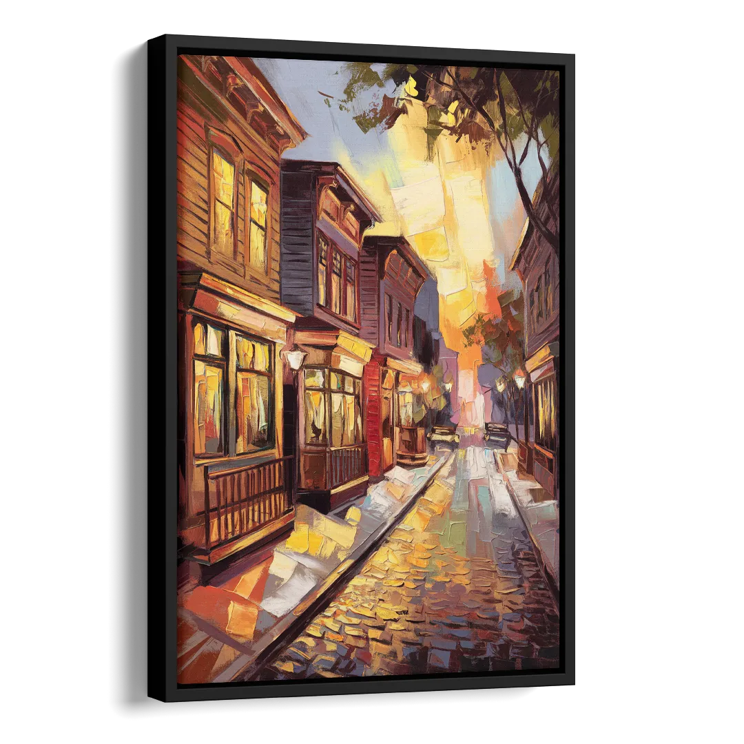 Sacramento Historic Old Town Side - Black Canvas Wall Art