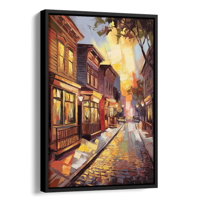 Sacramento Historic Old Town Side - Black Canvas Wall Art
