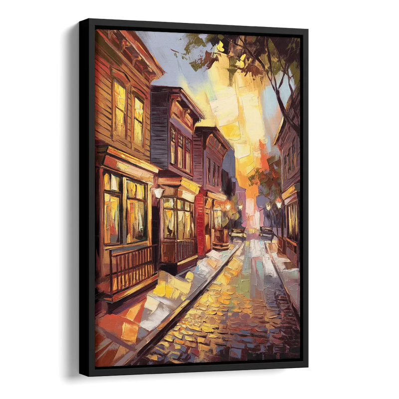 Sacramento Historic Old Town Side - Black Canvas Wall Art
