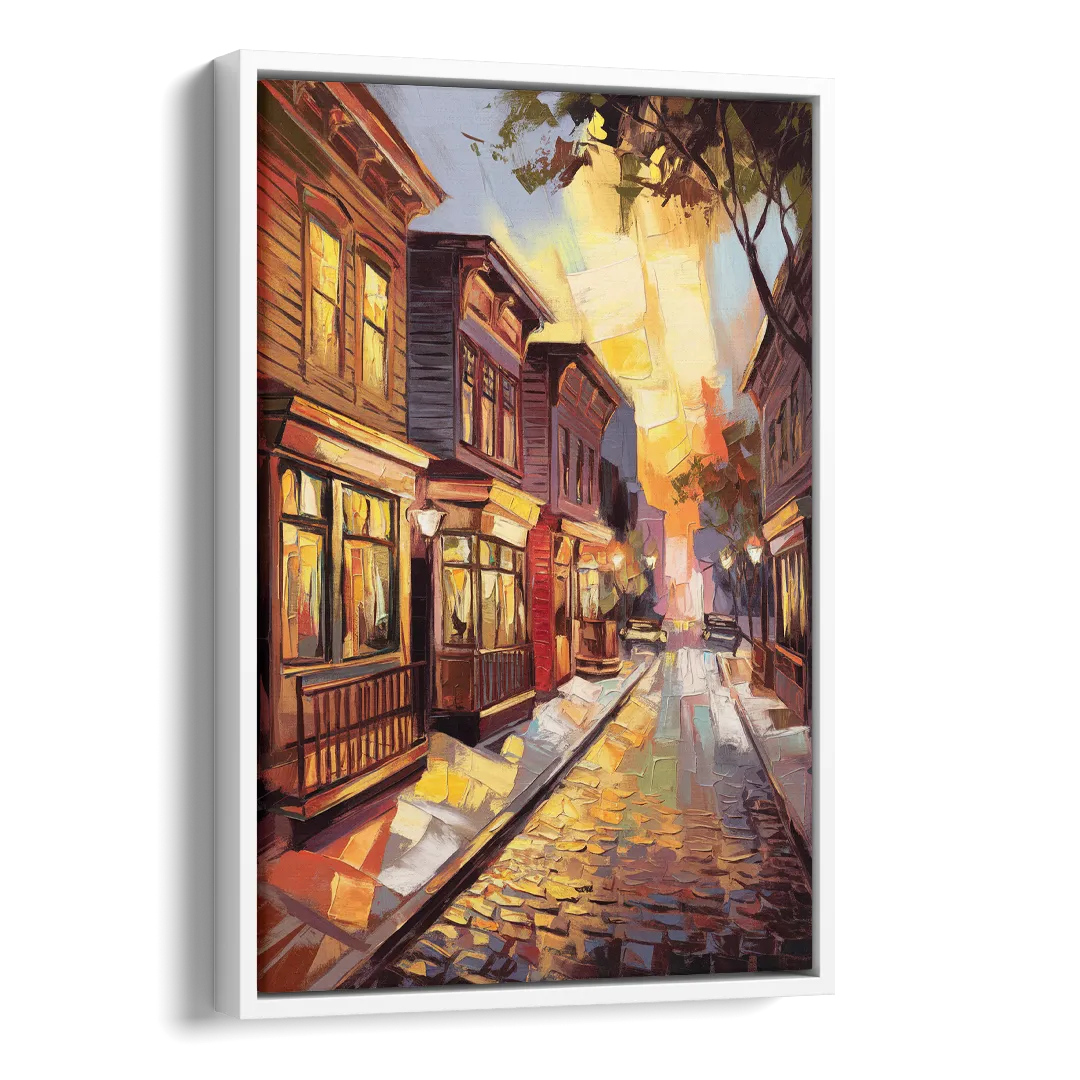 Sacramento Historic Old Town Side - White Canvas Wall Art