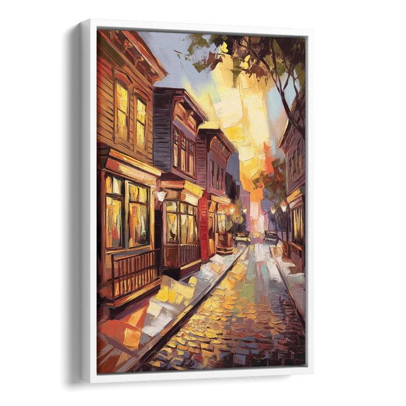Sacramento Historic Old Town Side - White Canvas Wall Art