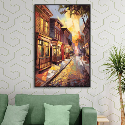 Sacramento Historic Old Town Sitting Room - Black Canvas Wall Art