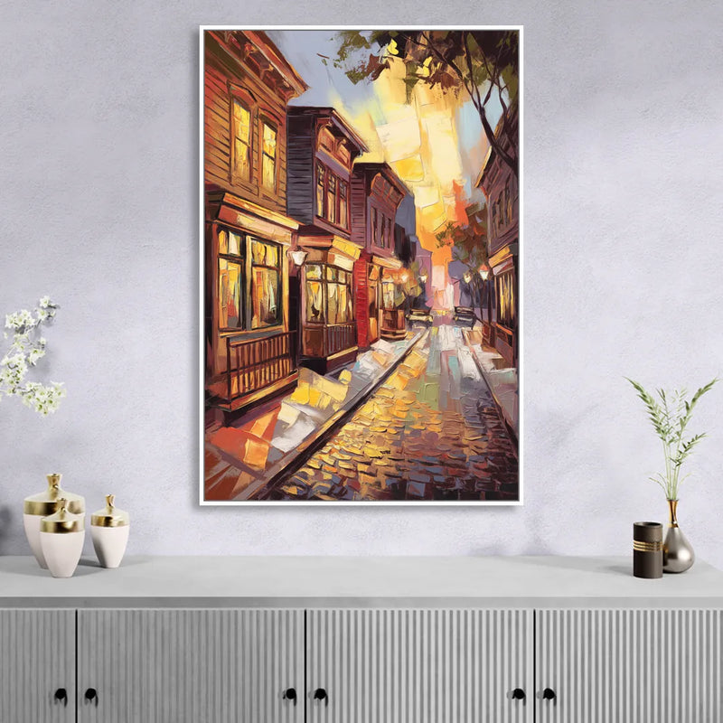 Sacramento Historic Old Town Living Room - White Canvas Wall Art