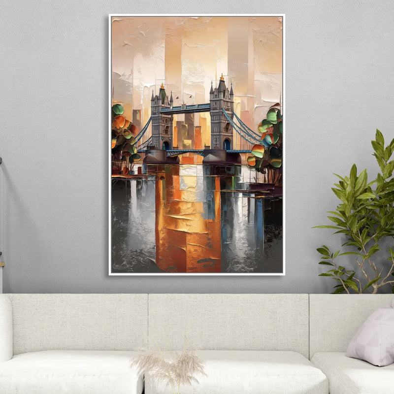 Sacramento Riverfront View Sitting Room - White Canvas Wall Art