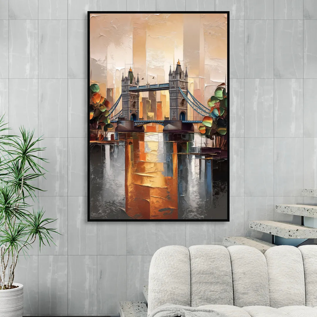Sacramento Riverfront View Sitting Room - Black Canvas Wall Art