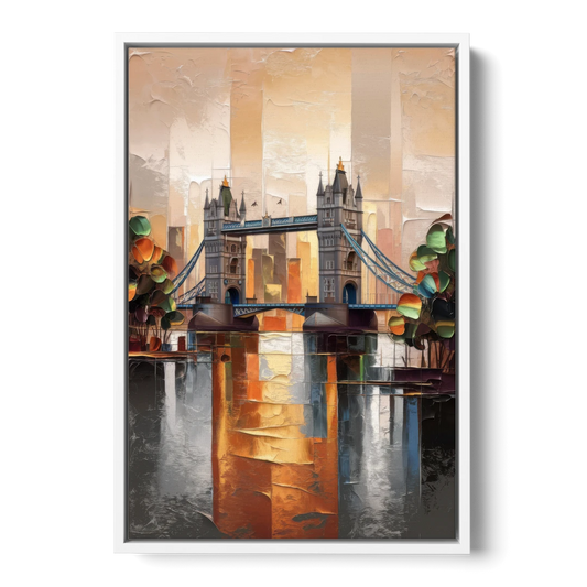 Sacramento Riverfront View - White Framed Canvas Wall Art - Front