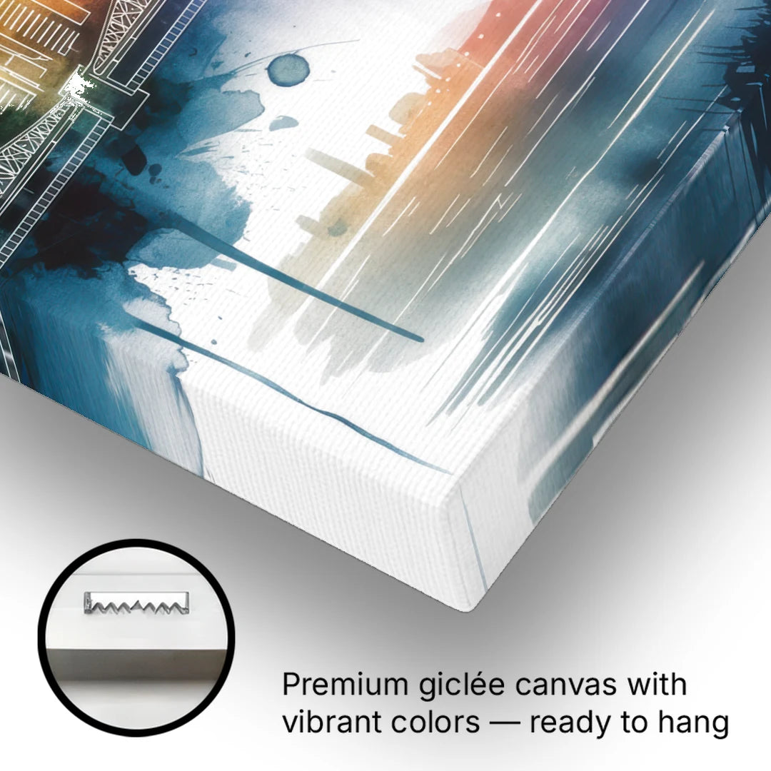 Sacramento Skyline Sunset - Canvas Wall Art - Gallery Wrap Corner
