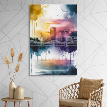 Sacramento Skyline Sunset Sitting Room - Canvas Wall Art