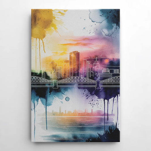 Sacramento Skyline Sunset - Canvas Wall Art