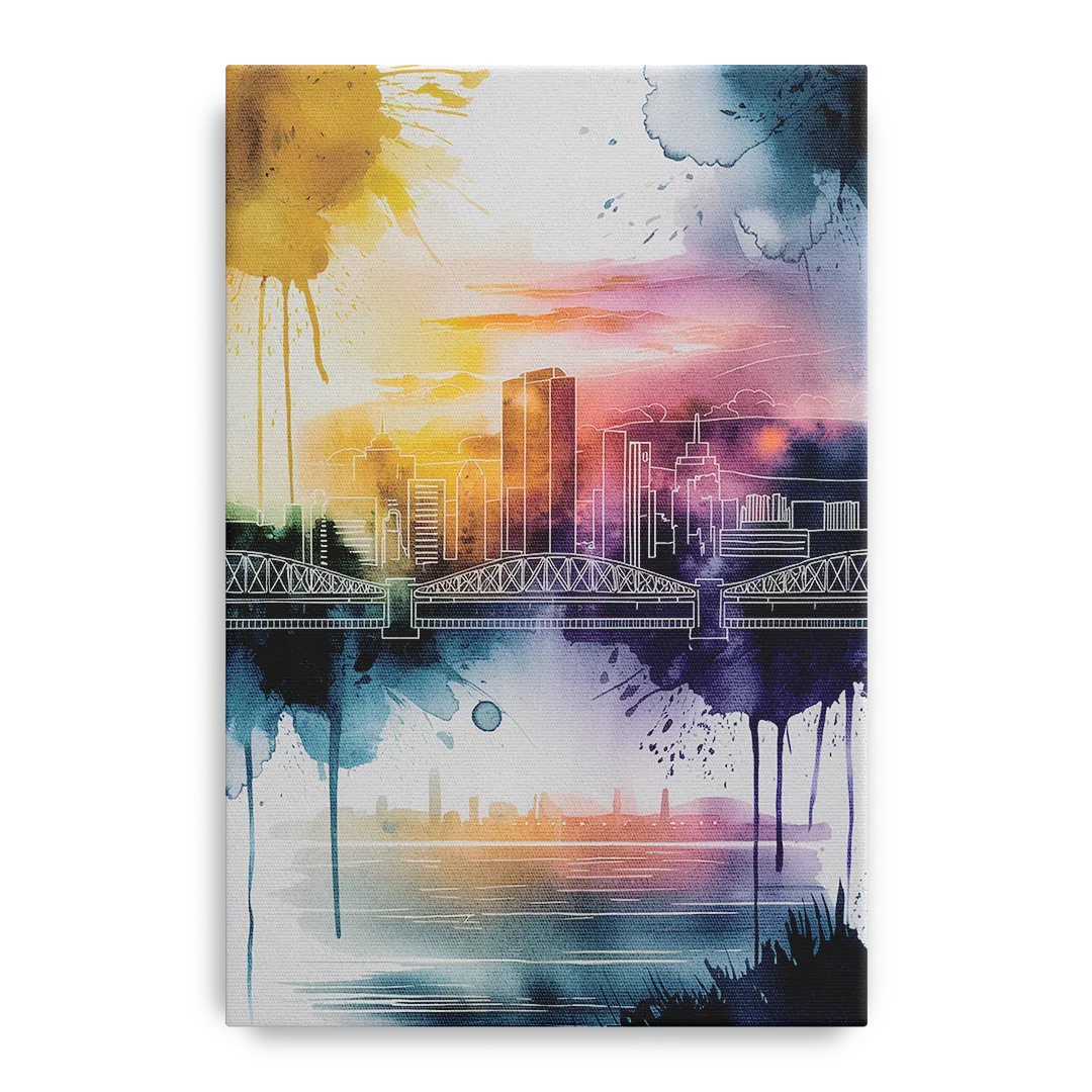 Sacramento Skyline Sunset Front - Canvas Wall Art