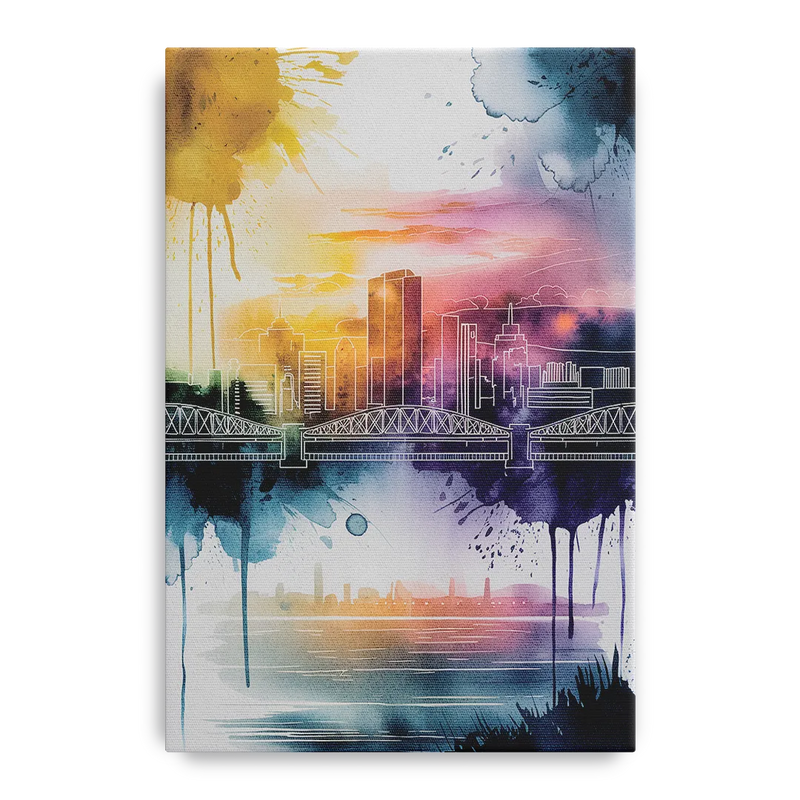 Sacramento Skyline Sunset Front - Canvas Wall Art