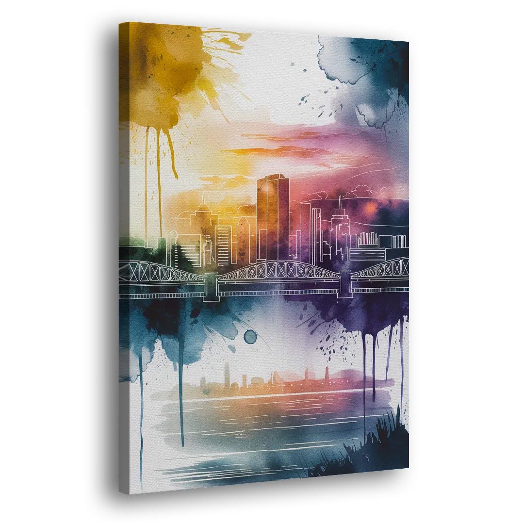 Sacramento Skyline Sunset Side - Canvas Wall Art