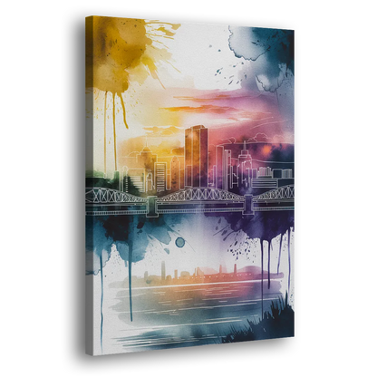 Sacramento Skyline Sunset Side - Canvas Wall Art