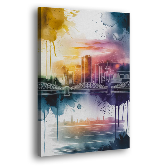 Sacramento Skyline Sunset Side - Canvas Wall Art