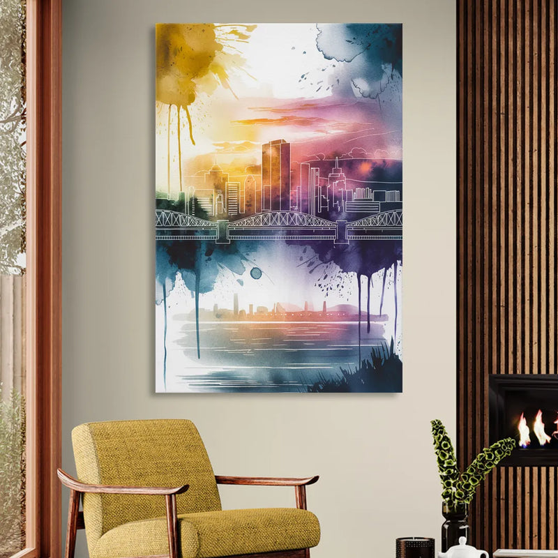 Sacramento Skyline Sunset Living Room - Canvas Wall Art