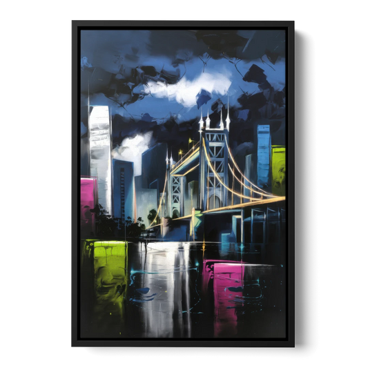 Sacramento Urban Street Art - Black Framed Canvas Wall Art - Front