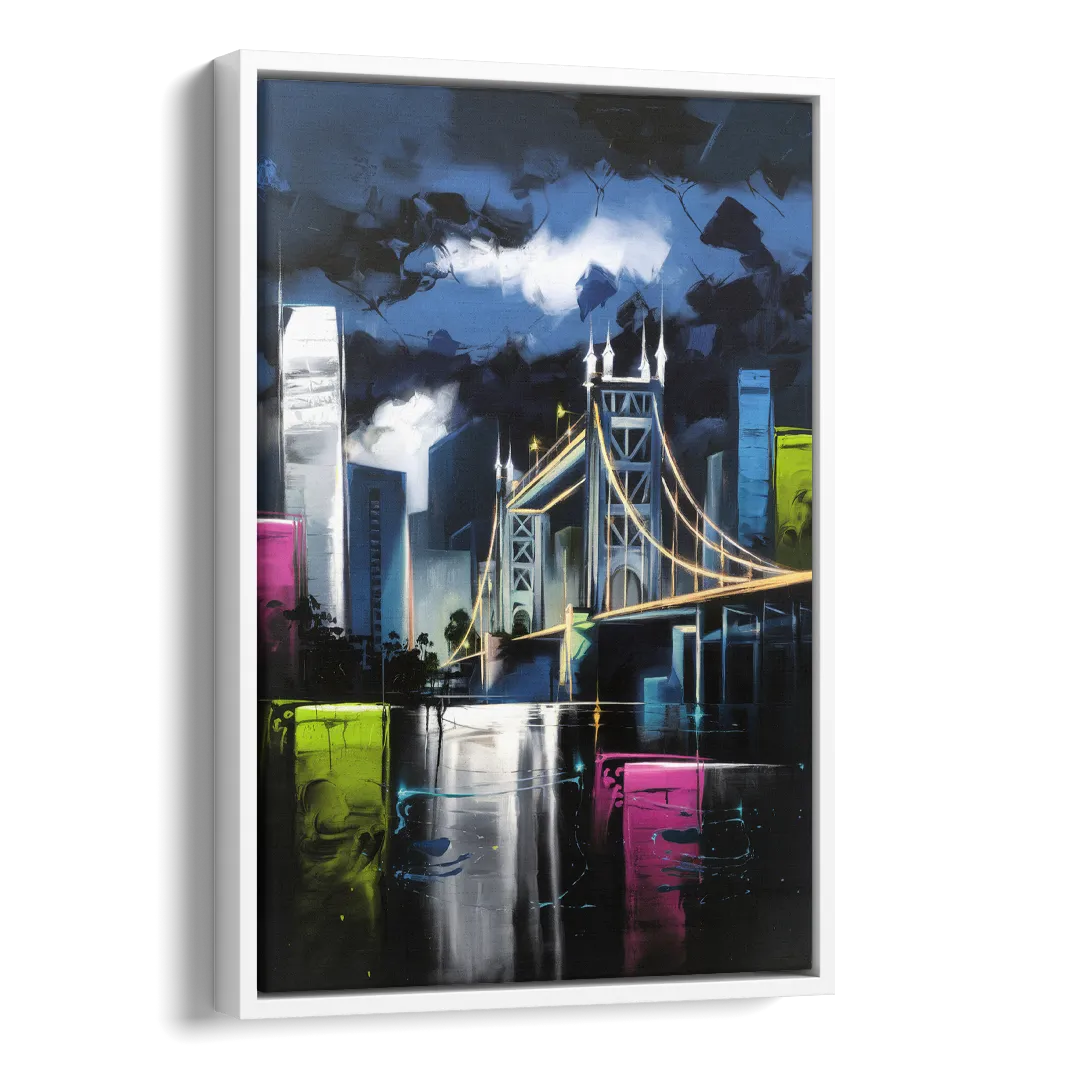 Sacramento Urban Street Art Side - White Canvas Wall Art