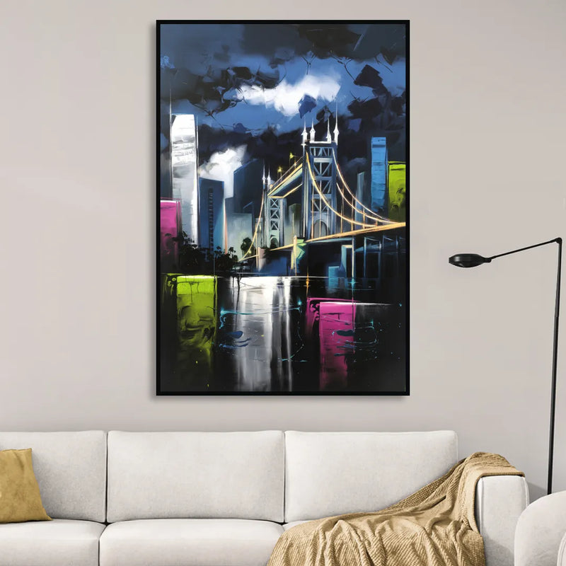 Sacramento Urban Street Art Living Room - Black Canvas Wall Art