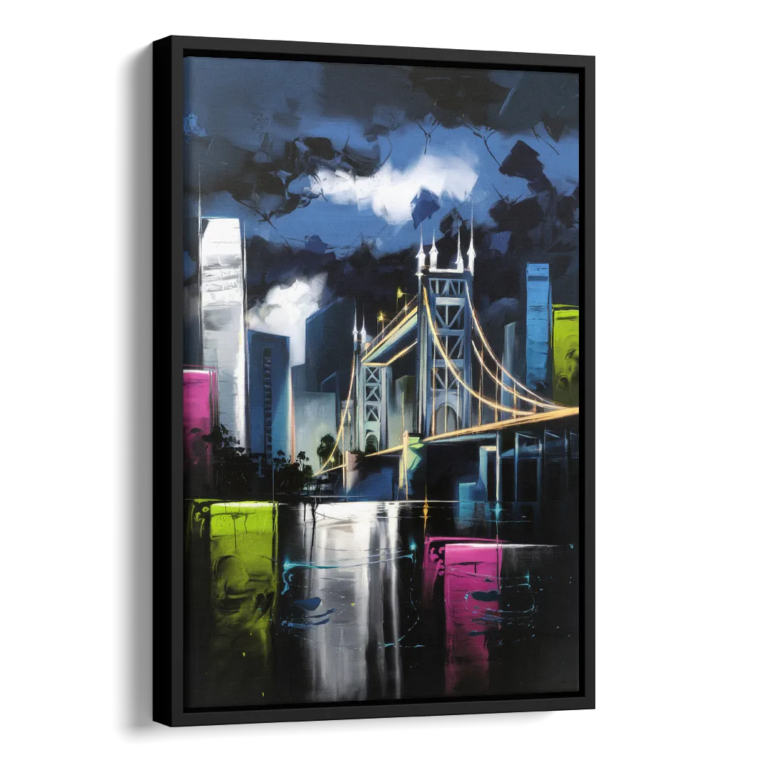 Sacramento Urban Street Art Side - Black Canvas Wall Art