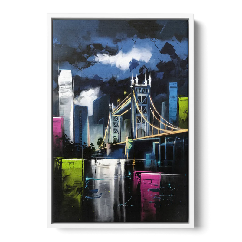 Sacramento Urban Street Art Front - White Canvas Wall Art