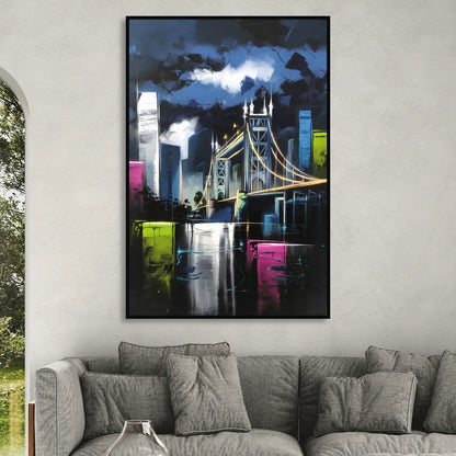 Sacramento Urban Street Art Sitting Room - Black Canvas Wall Art