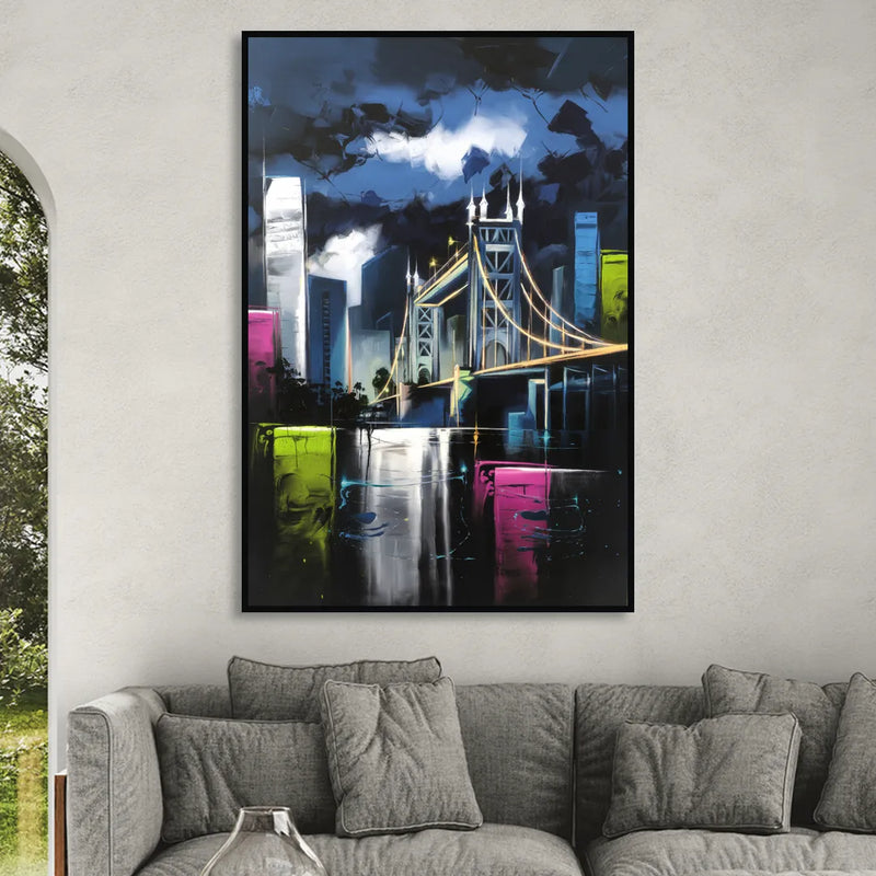 Sacramento Urban Street Art Sitting Room - Black Canvas Wall Art