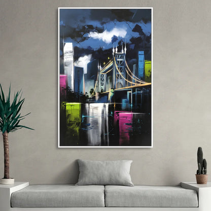 Sacramento Urban Street Art Living Room - White Canvas Wall Art
